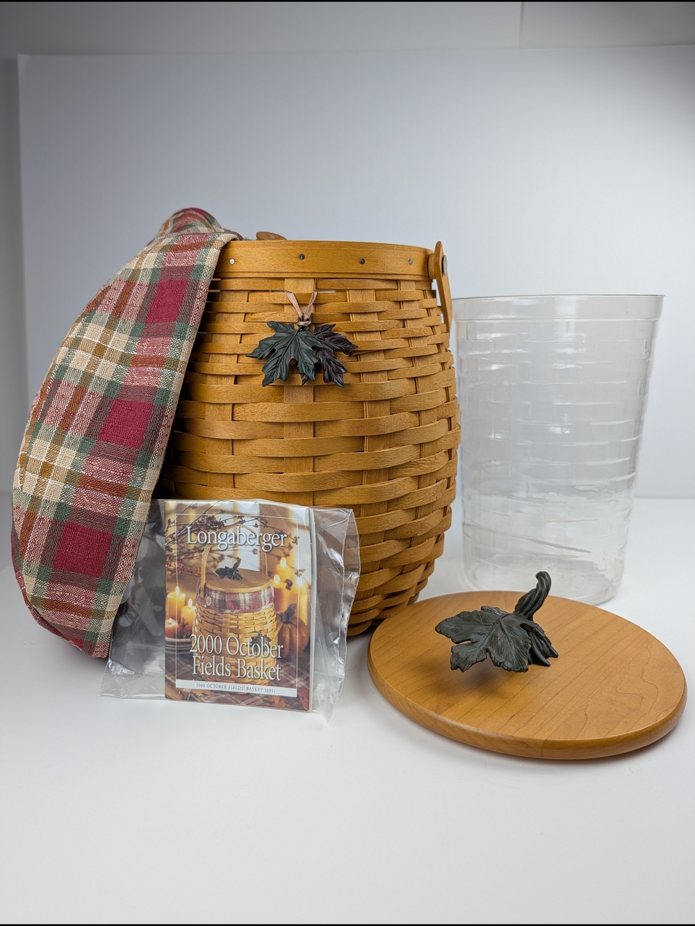 Longaberger Century 2000 October Fields Basket/Lid/Liner/Protector/Tie-On 16951 - Picture 3 of 8